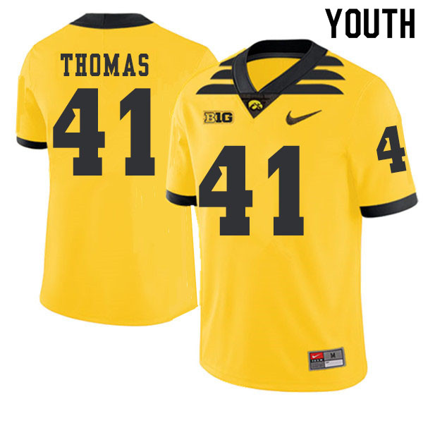 2019 Youth #41 Drew Thomas Iowa Hawkeyes College Football Alternate Jerseys Sale-Gold - Click Image to Close